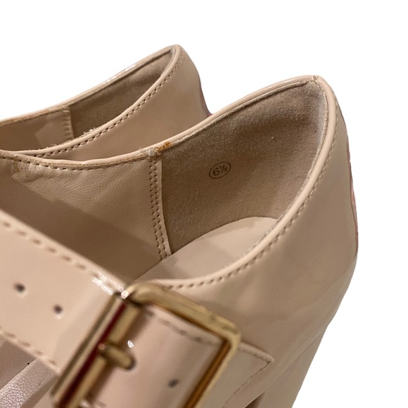 Coutgo NUDE T-Strap Round Toe Platform Heels Chunky Patent Mary Jane sz 6.5 - Picture 6 of 13